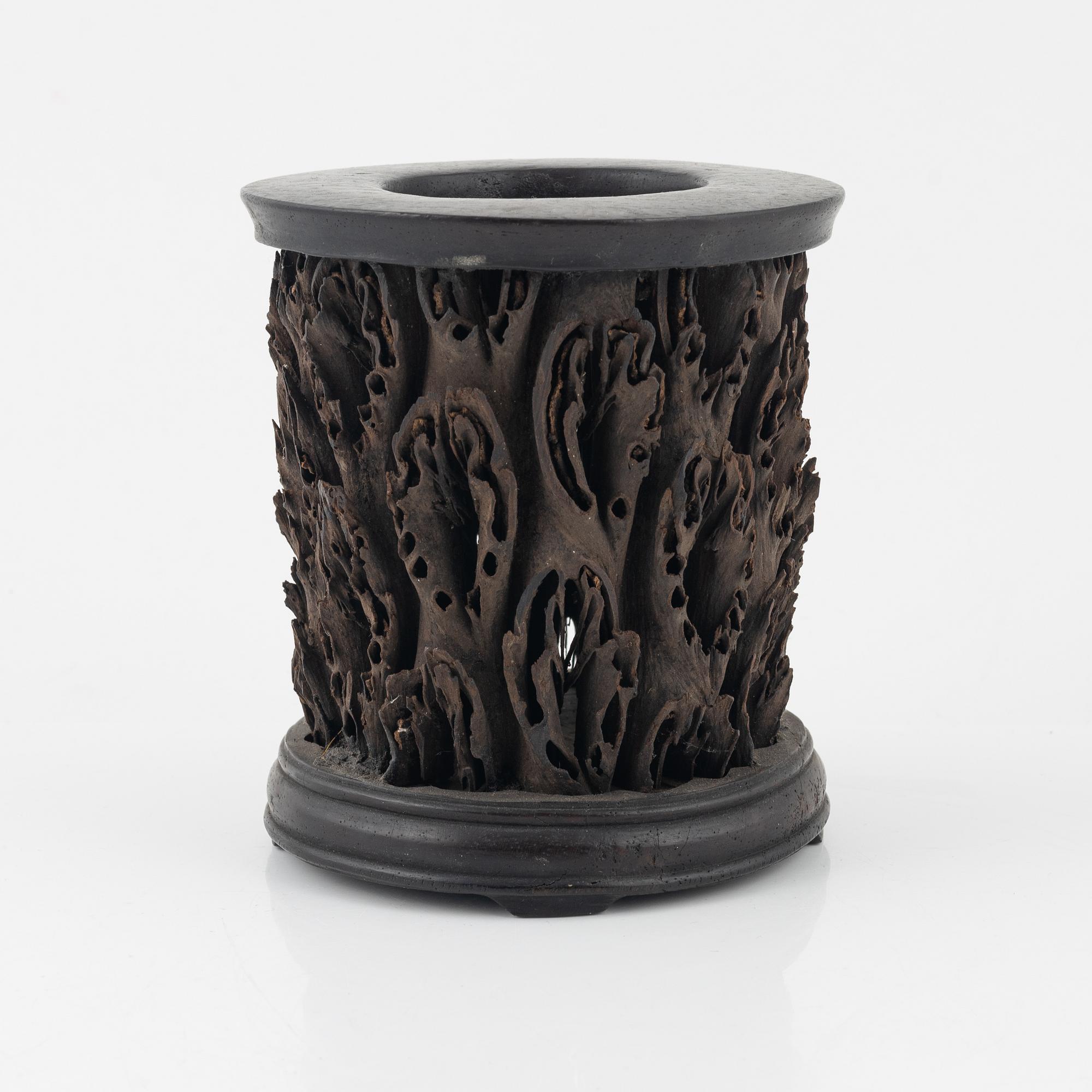 A Chinese naturalistic brush pot, probably early 20th Century.