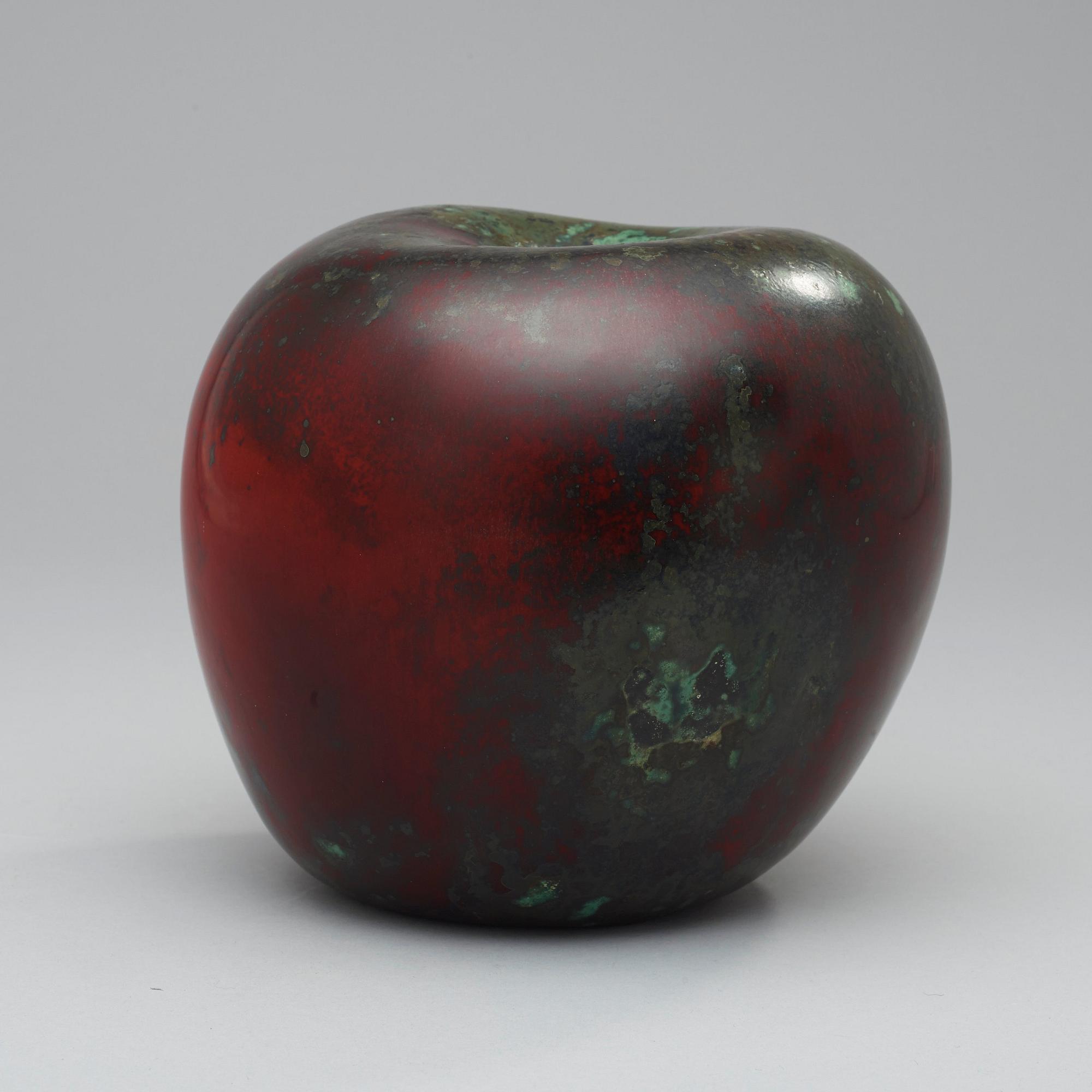 A Hans Hedberg faience apple, Biot, France.