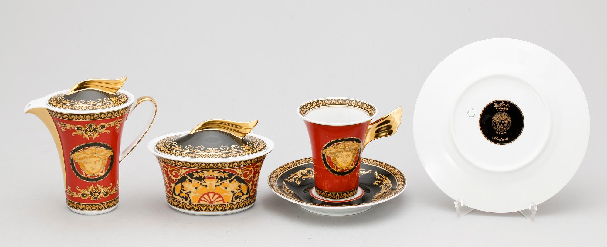 SERVISDELAR, 4 delar, porslin, "Medusa", Versace för Rosenthal.