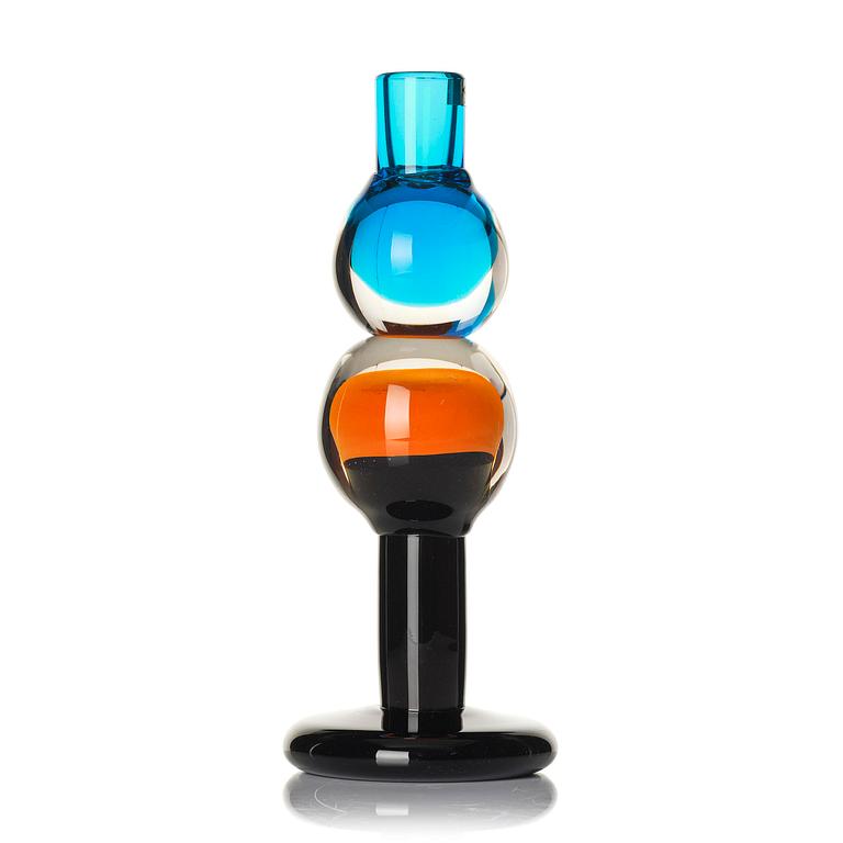 Oiva Toikka, ljusstake, glas, Nuutajärvi, Notsjö, Finland, 1960-tal.