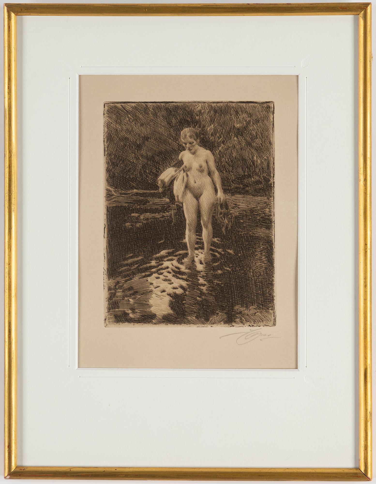 ANDERS ZORN, etsning, 1912, signerad med blyerts.