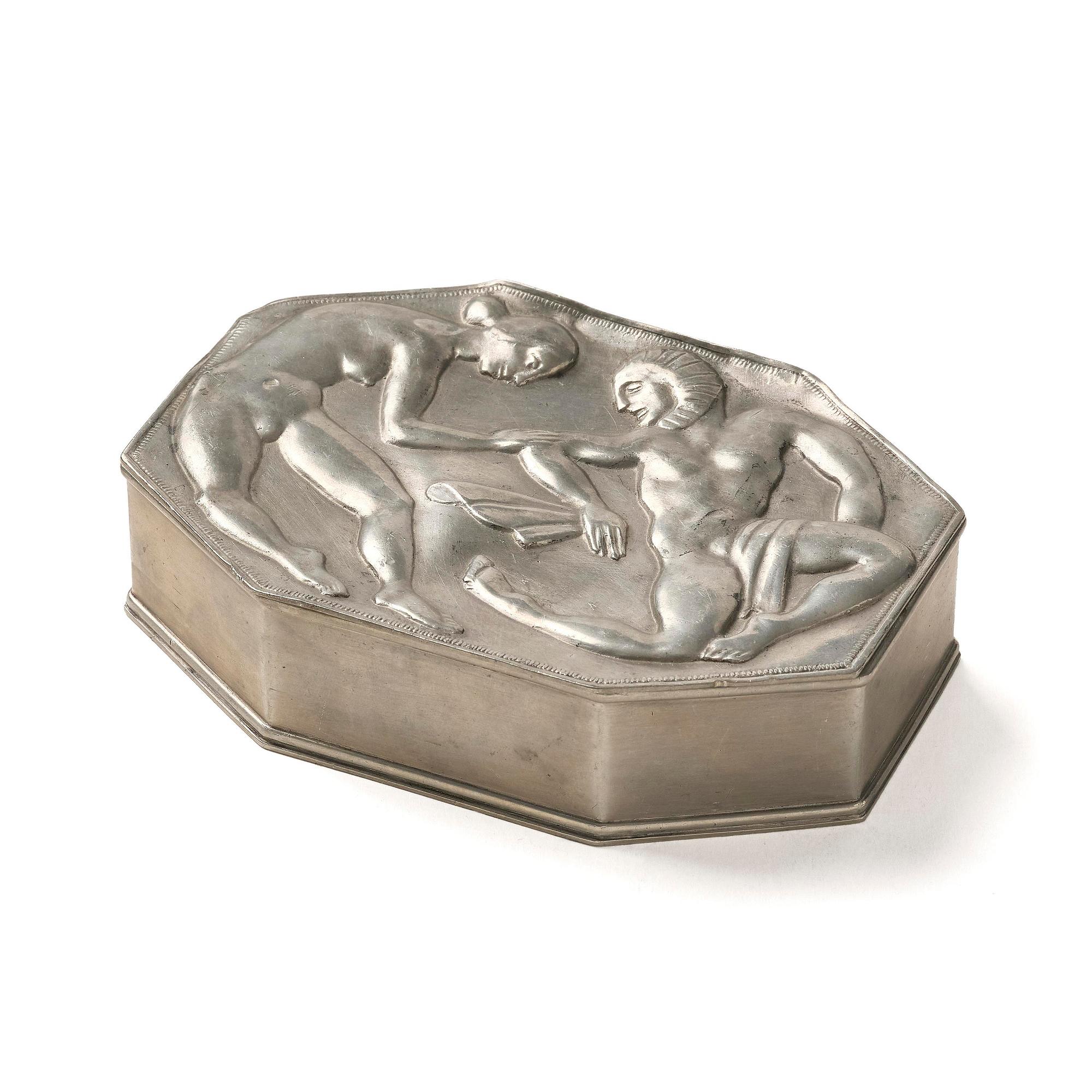 A Swedish Grace pewter box, Herman Bergman konstgjuteri, Stockholm, 1930.