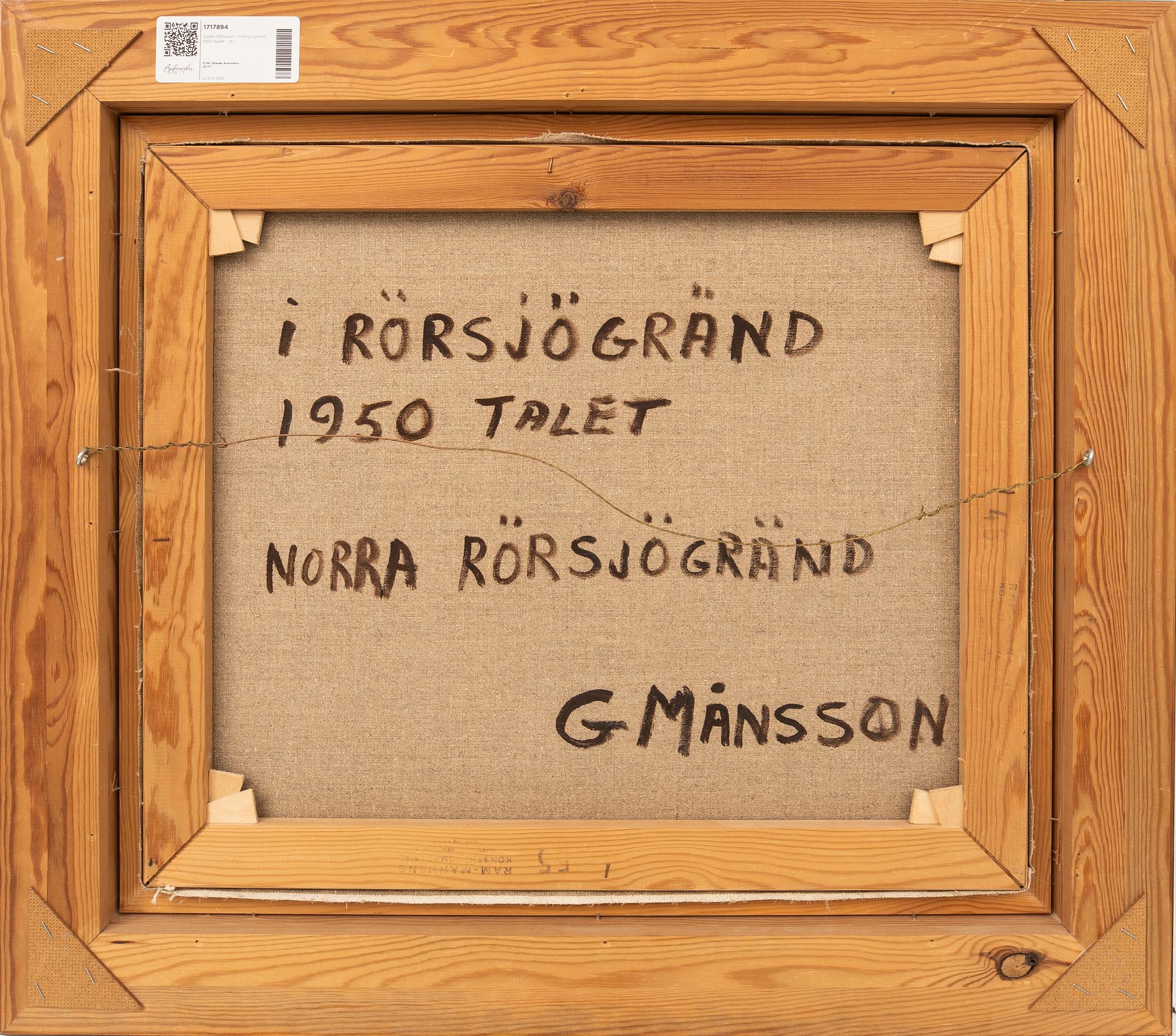 Gösta Månsson, "I Rörsjögränd 1950-talet".