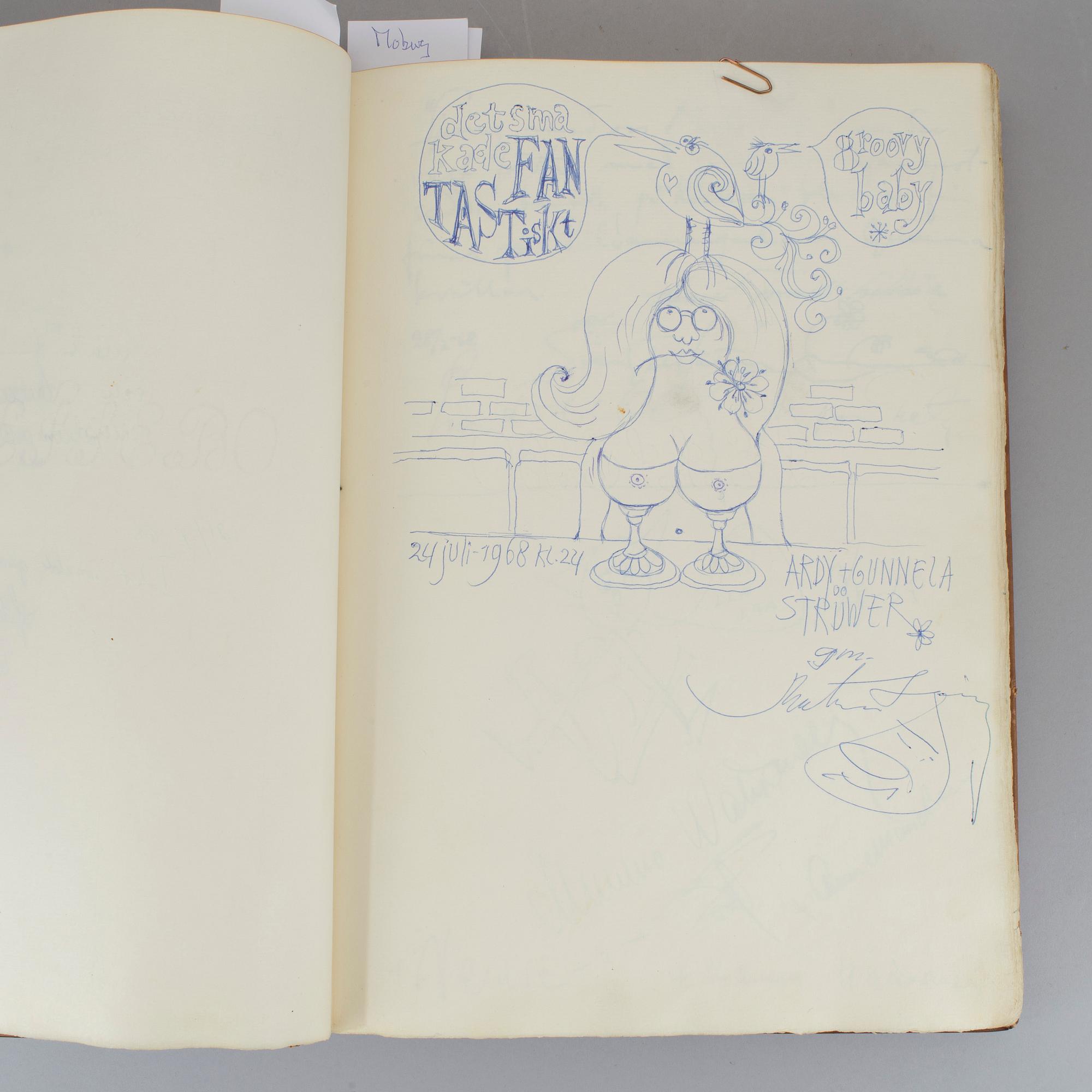 GÄSTBOK MED KÄNDISAUTOGRAFER, Kockska Krogen i Malmö, 1968-92.