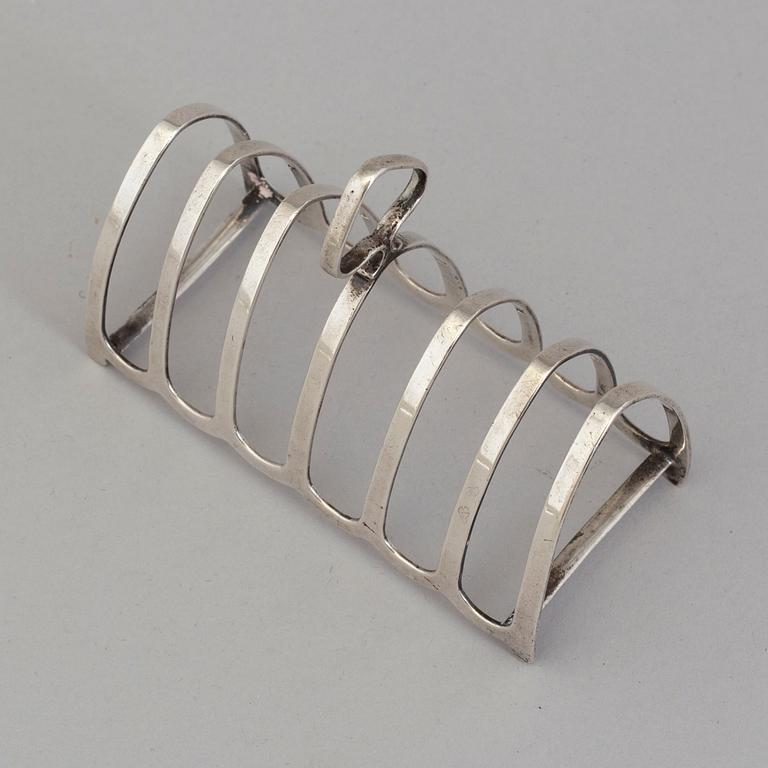 A 1934 silver toastrack by Baker&Sons, Birmingsham.