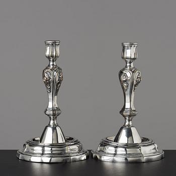 A pair of Swedish Rococo 18th century candlesticks.