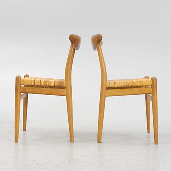 Hans J. Wegner, chairs, 7 pcs, "W2", CM Madsen, Denmark, designed in 1953.