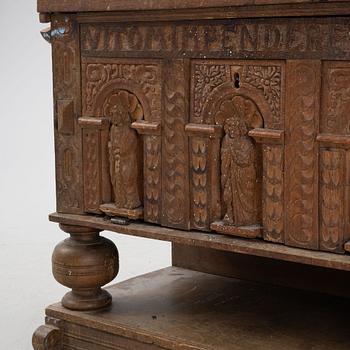 A chest/sideboard, 19th century incorporating 17th century pieces.