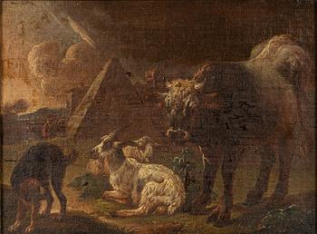 Philipp Peter Roos, hans krets, ett par, landskap med hästar, getter och kor.