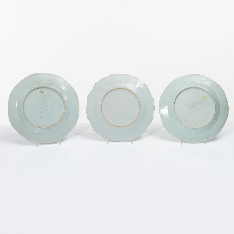 Nine blue and white porcelain plates, China, Qianlong (1736-95).