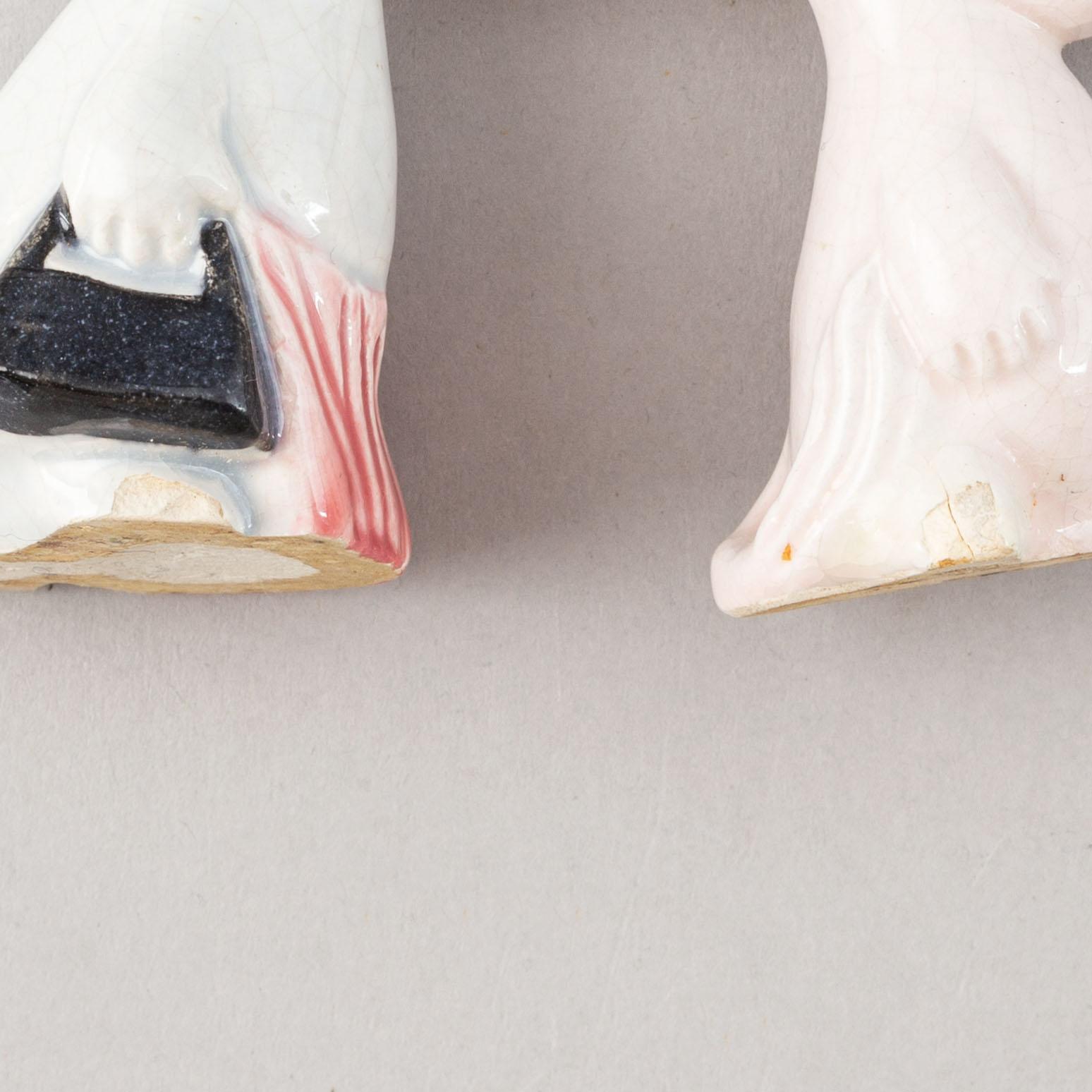 Leo Tykkyläinen, figuriner, 4 st, kermaik, Mumin, Arabia, Finland, 1950-tal.