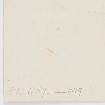 JOHAN TOBIAS SERGEL, hans krets. Osignerad. Tuschlavering, bildyta 12,5 x 23,5 cm.