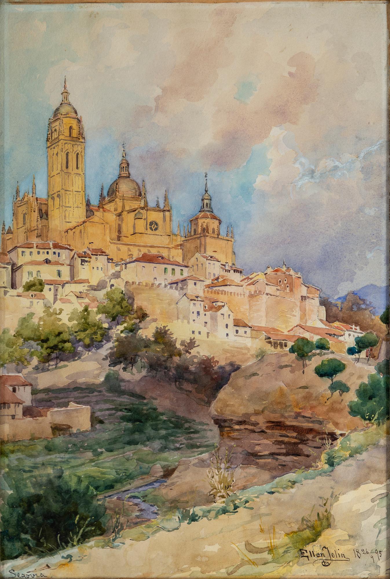ELLEN JOLIN, watercolour, signed Ellen Jolin and dated Segovia 26/9 1895.