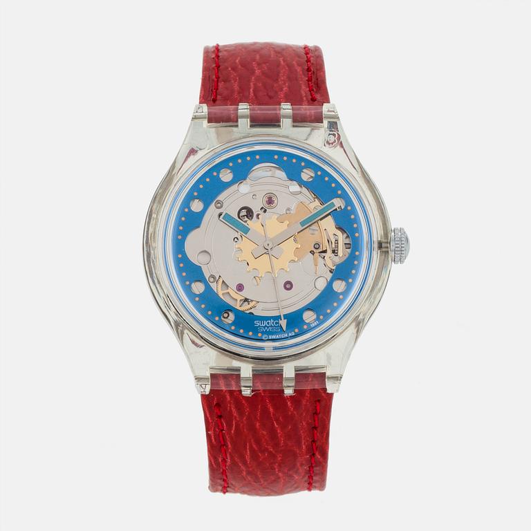 SWATCH, Automatic, Red Ahead, wristwatch, 36.8 mm,