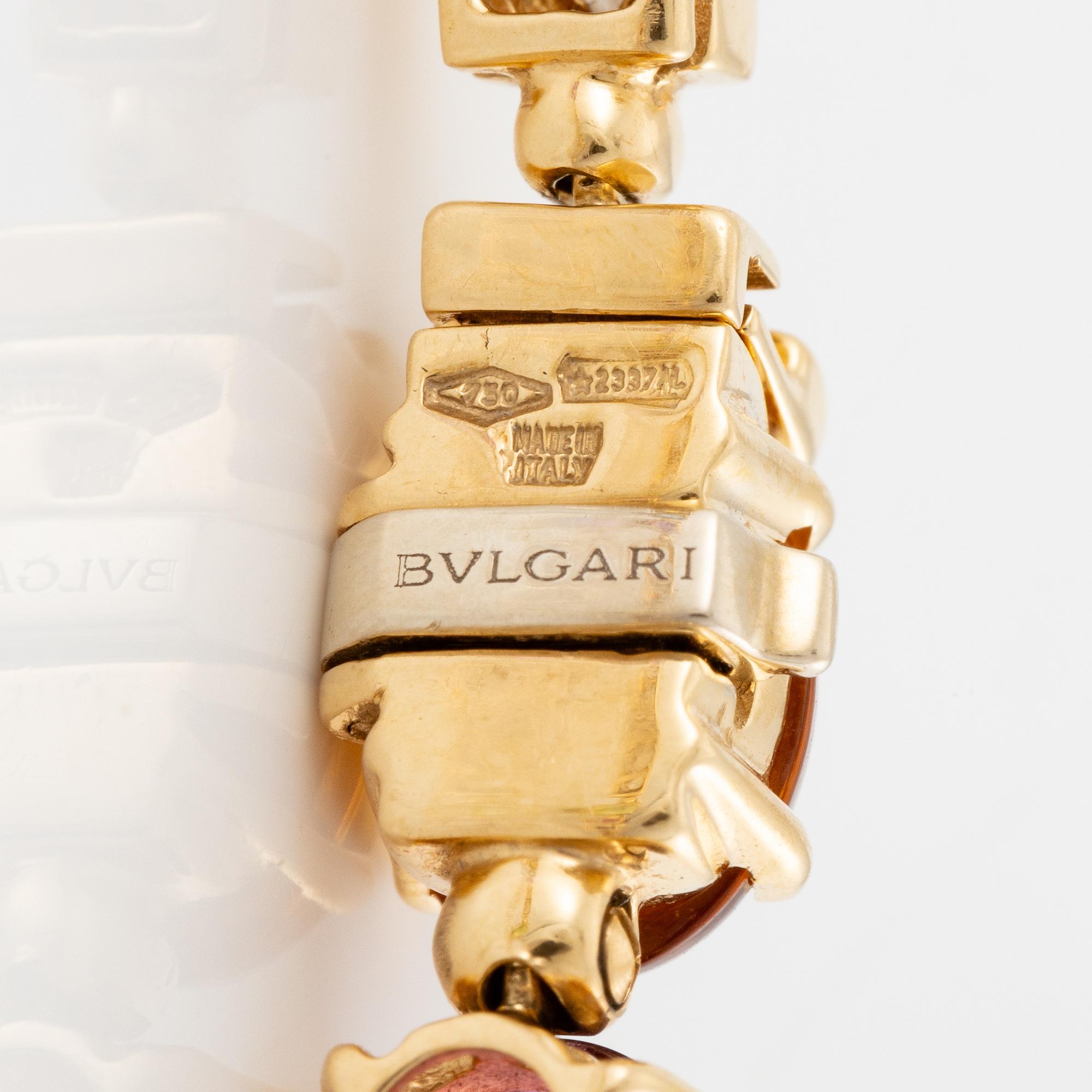 A Bulgari bracelet "Allegra" 18K gold with round brilliant-cut diamonds and coloured stones.