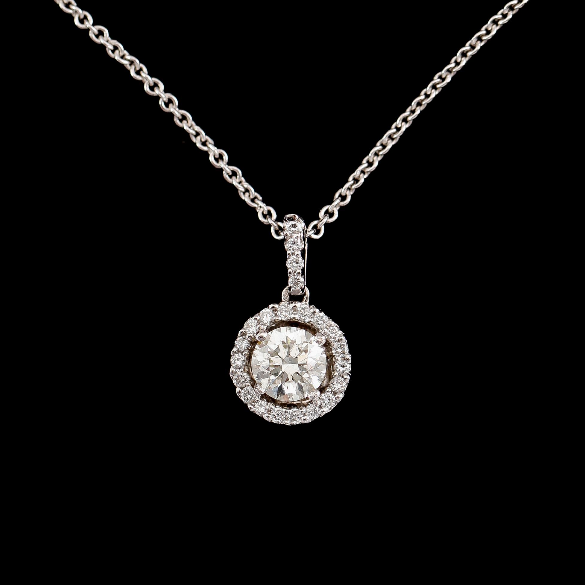 HÄNGE, 18 k vitguld, briljantslipade diamanter tot ca 0.97 ct.