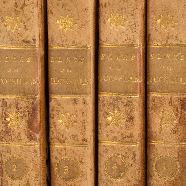 BOKVERK, vol I-IV, "Stockholm", av Johan Elers, Stockholm 1800-01.
