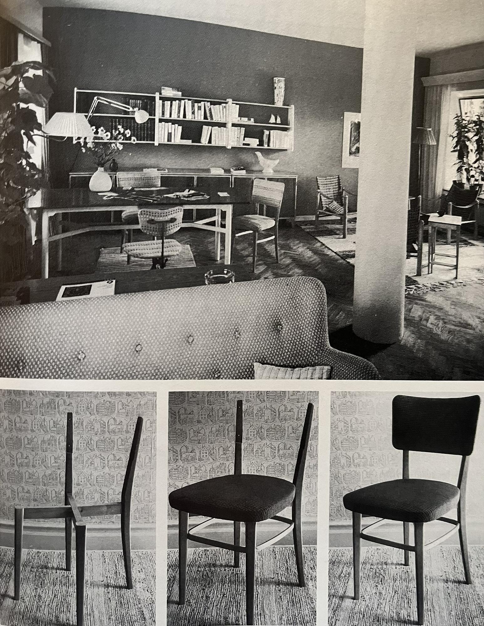 Elias Svedberg, a set of four chairs model "31" from the Triva-Bygg series, Nordiska Kompaniet, 1940s.