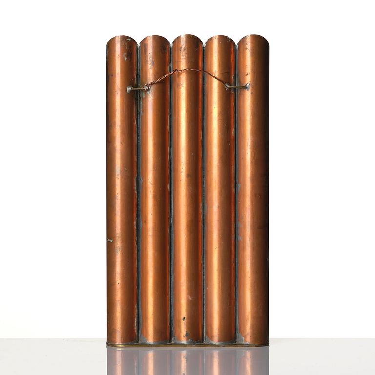 Ivar Ålenius-Björk, a copper and brass wall sconce, Ystad Metall, Sweden, 1939-41.