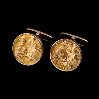 Boris Sarvala, A PAIR OF CUFFLINKS, gold 14K, N. Westerback, Helsinki 1968. Sign. BS. Weight 8,7 g.