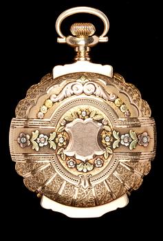 FICKUR, Illinois Watch Co, guld 'en trois couleurs, med ankarkedja, Amerika, 1800-talets slut.