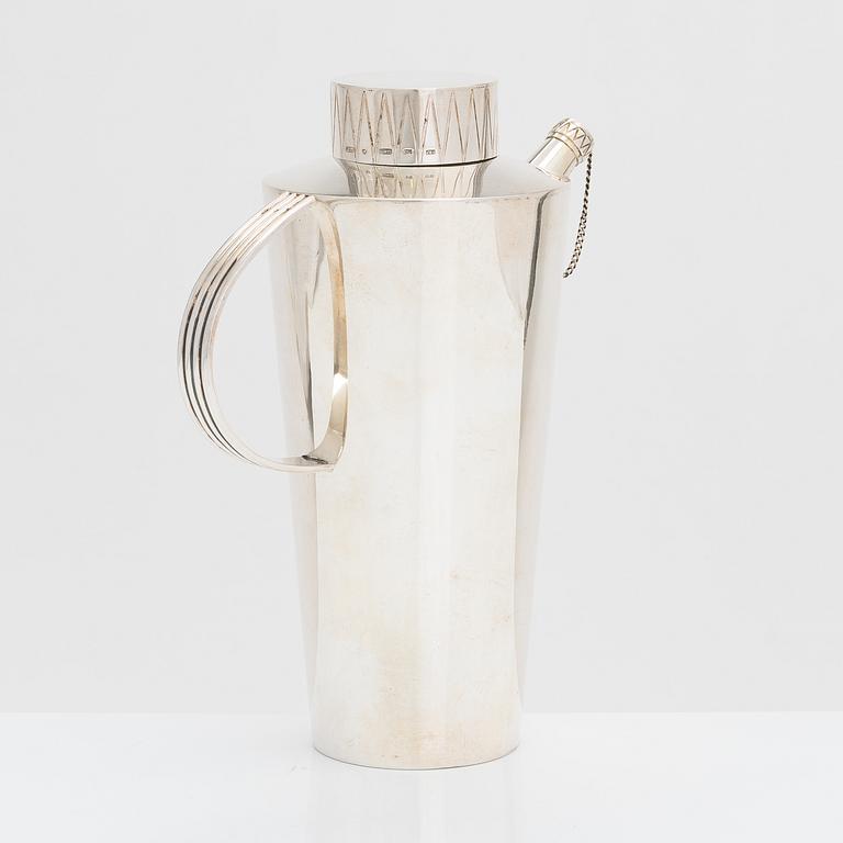 A silver cocktail shaker, Hopeatehdas,, Helsinki 1950.