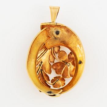 HÄNGE, 18K guld med två halvpärlor.
