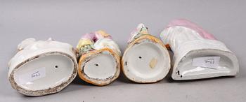 FIGURINER, 4 st, flintgods. Staffordshire, England, 1700/1800-tal.