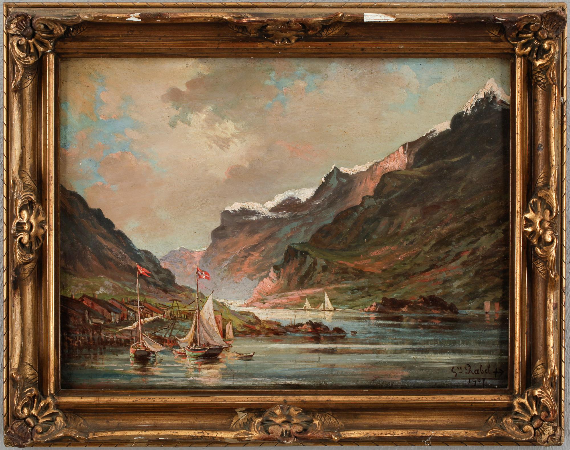 GUSTAVE RABEL, olja på pannå, signerad, daterad.