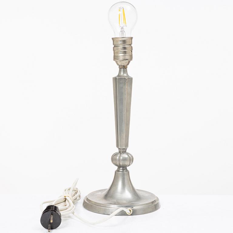 Edvin Ollers, a pewter table lamp, Stockholm, 1926.