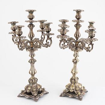 A pair of silver plated candelabra, probably CE Halldin, Kopparberg. Circa 1900.