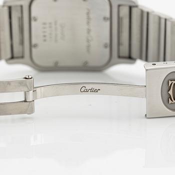 Cartier, Santos Galbeé, ca 1994. <b>Case size:</b> 29 x 29 mm
<b>Material:</b> steel
<b>Mov...