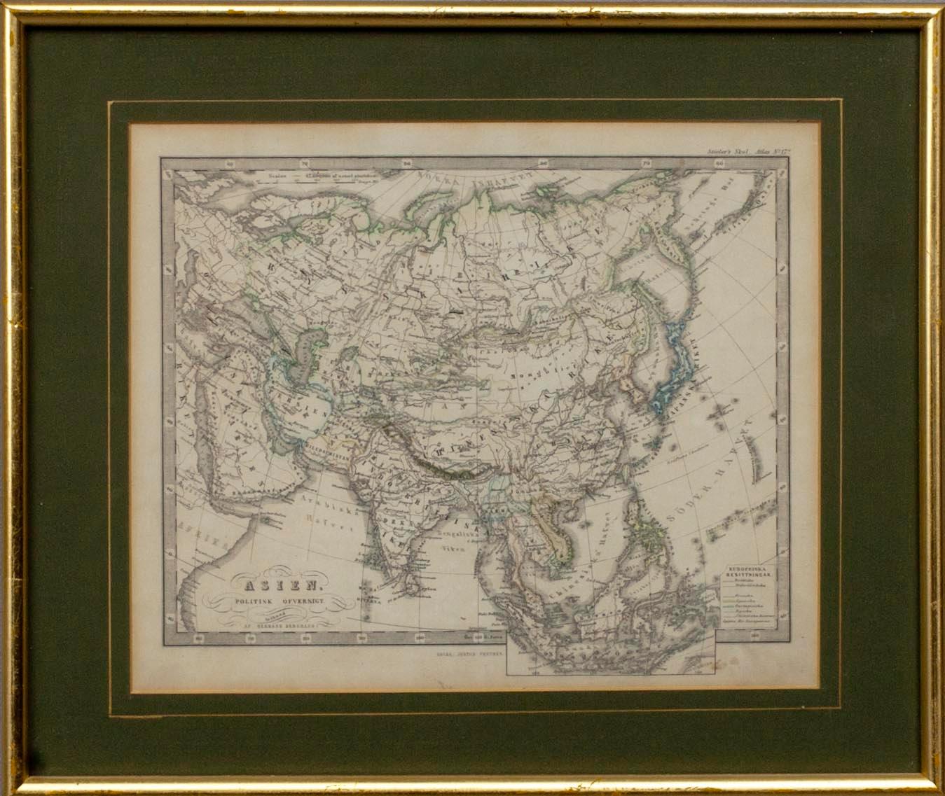 KARTOR, 3 st, Finland, Vestra Halfklotet / Östra Halfklotet, Asien Politisk Översikt, ur Stielers Skol-Atlas.