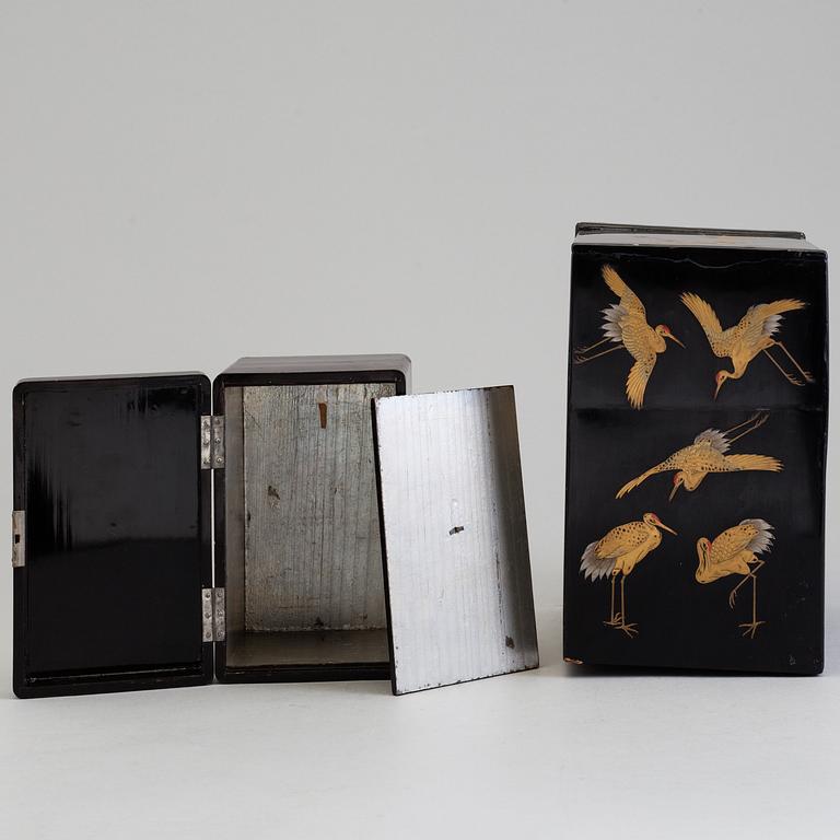 Two Japanese lacquered wooden boxes, Meiji (1868-1912).