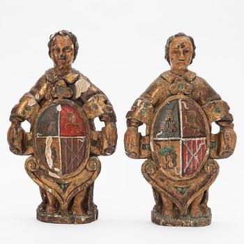 Figures, a pair, carved wood, Southern Europe, 18th century.