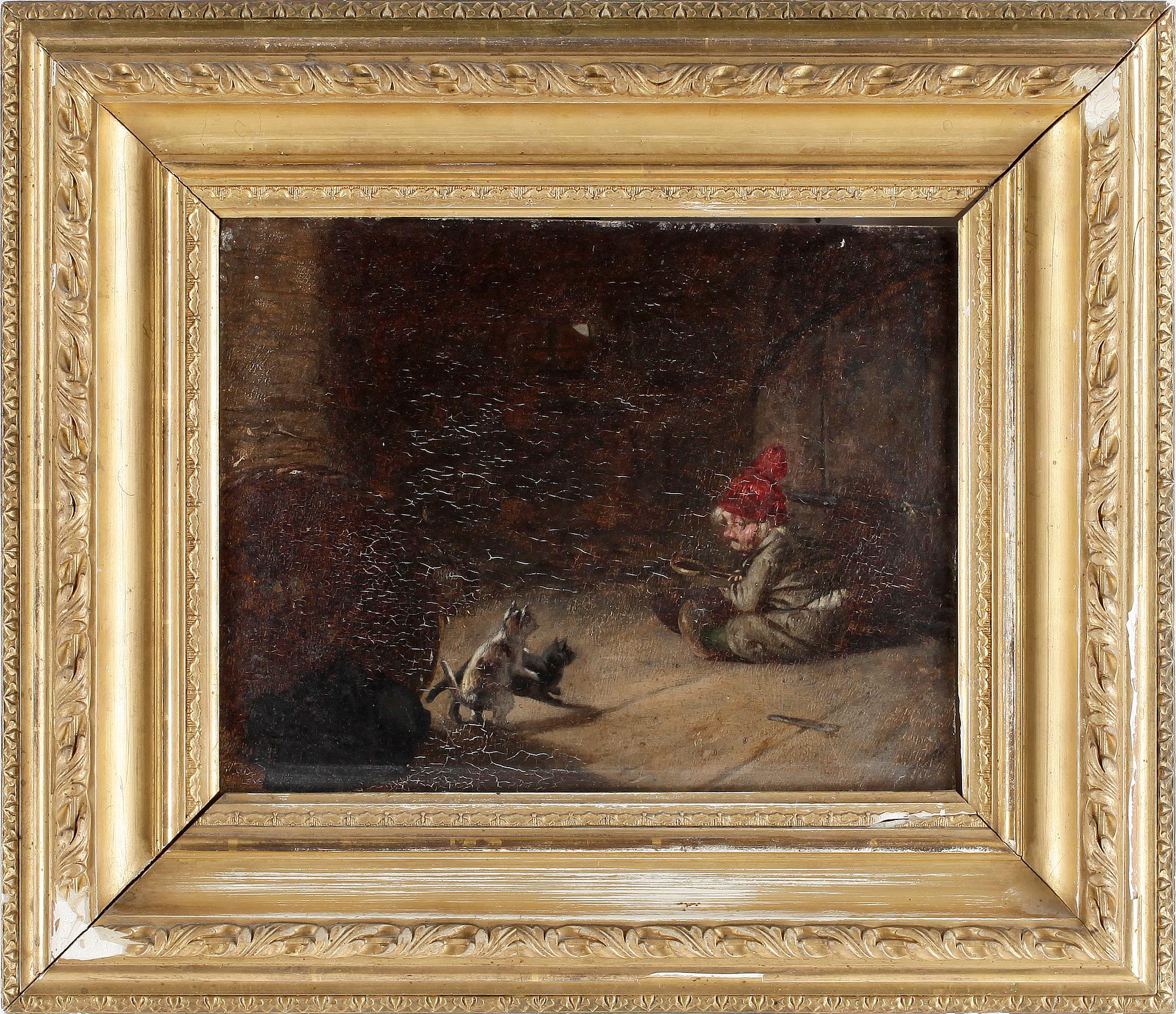 OKÄND KONSTNÄR, olja på pannå, sent 1800-tal, ej sign.