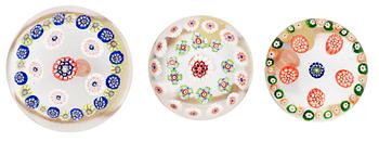 A group of three millefiori paper weights, early 20th Century. (3).