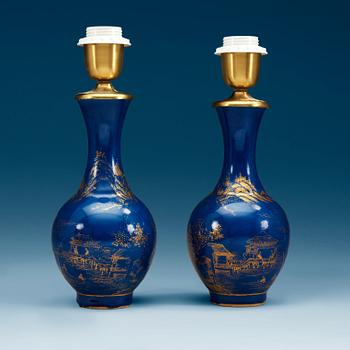 1794. A pair of powder blue vases, Qing dynasty 19th Century.