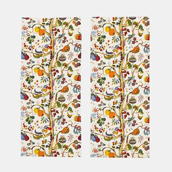 Josef Frank, gardiner, ett par, "Vegetable Tree", Firma Svenskt Tenn.