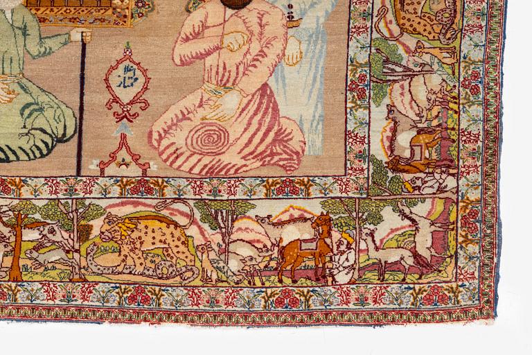 An antique pictoral Tabriz, Northwestern Persia, c. 218 x 148 cm.