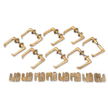 285. Alvar Aalto, 8 PAIRS OF DOORHANDLES AND 8 PAIRS OF HINGES, manufactured by Kellokosken Tehdas, Finaland 1950s.