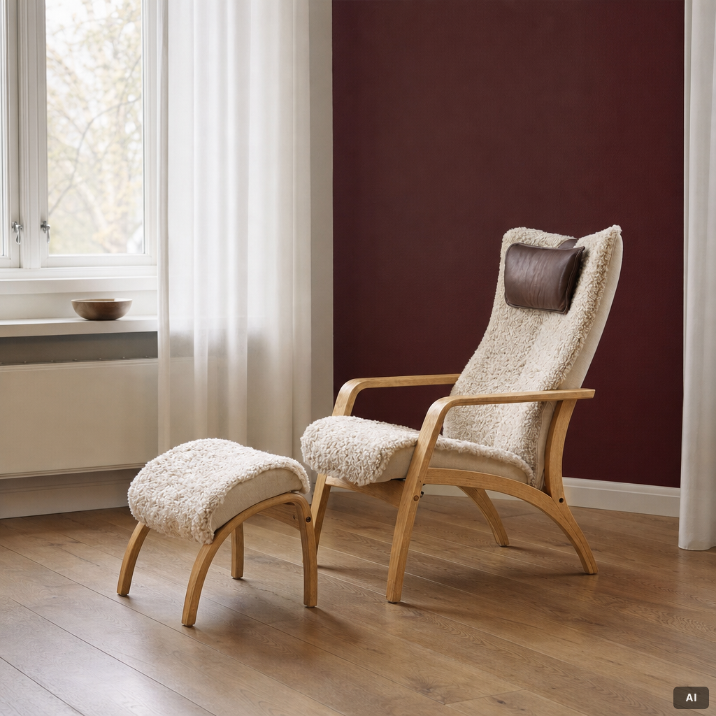 A 'Delta Adventure' armchair with footstool, Brunstad AS, Norway.
