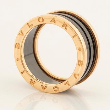 Bulgari, Ring and bangle B.zero1. 18K gold, steel and black ceramics.