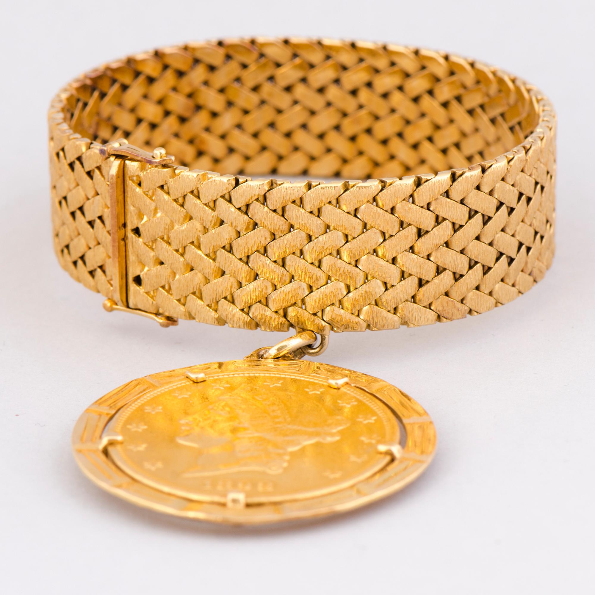 A BRACELET, Liberty Head 20 dollars gold coin, 18K gold.