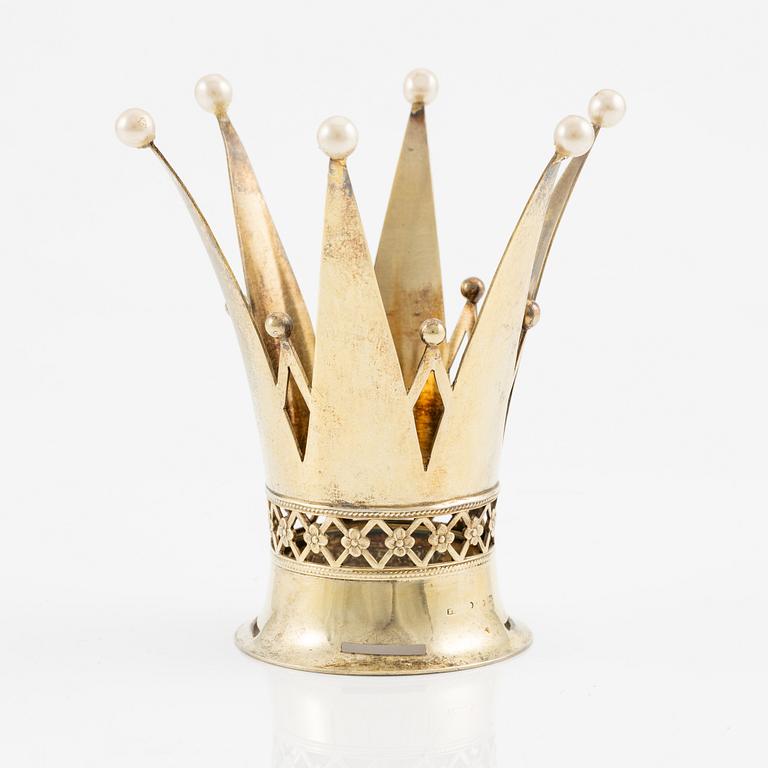 Bride's crown, gilded silver with pearls, 1940s.