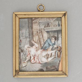 MINIATYRER, 3 stycken, gouache på ben, 1800-tal.