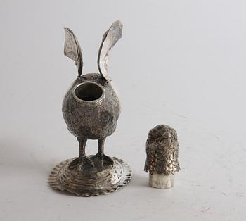 FIGUR/FLASKA, silver, Tyskland med svenska importstämplar.