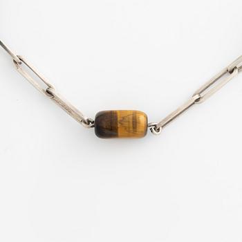 Birger Haglund, collier, silver och tigeröga.
