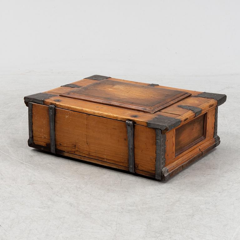 A mid 18th century pine wood box.