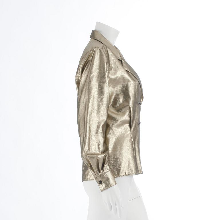 CHRISTIAN DIOR, a goldlamé jacket / shirt. Size 8.